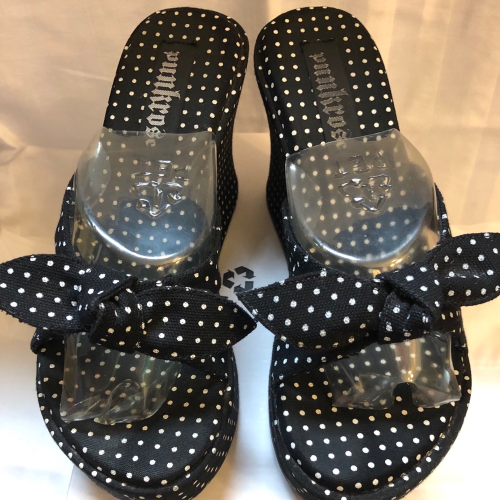 Punkrose “Betty” B&W Polka Dot Platforms